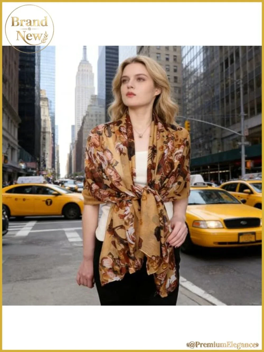 Floral Printed Scarf Lightweight Cotton Polyester Shawl Wrap